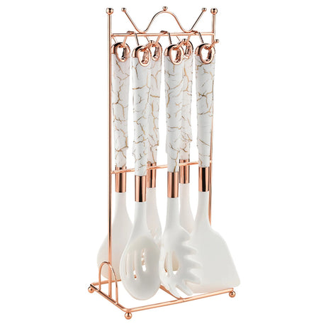 8PCS Silicone Kitchen Utensil Set – Heat-Resistant Cooking Tools with Storage Rack