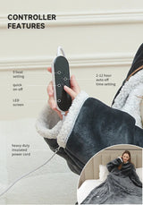 Wearable Heated Blanket with Sleeves – 8-Heat Levels, Flannel, 127x177CM