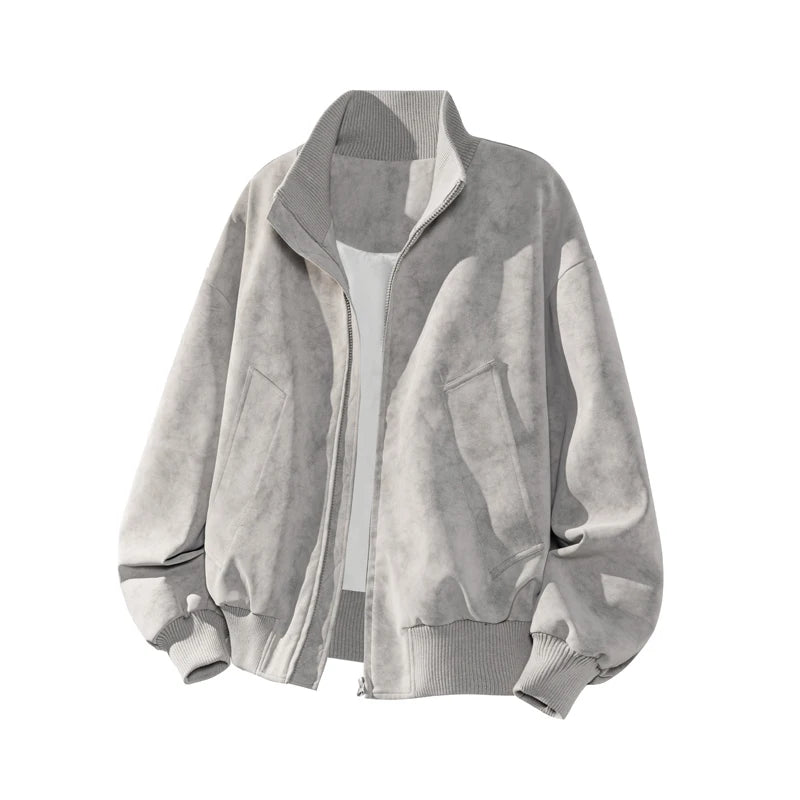 Men’s Autumn Tie-Dye Bomber Jacket – New Arrival Short Loose Fit Stand Collar Streetwear Casual Outerwear