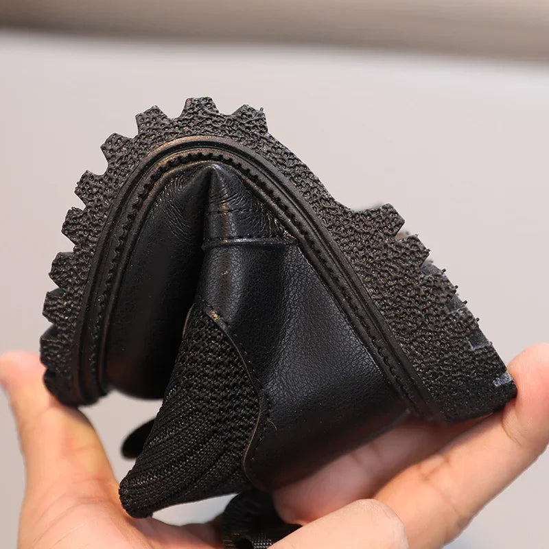 Kids Winter Leather Short Boots