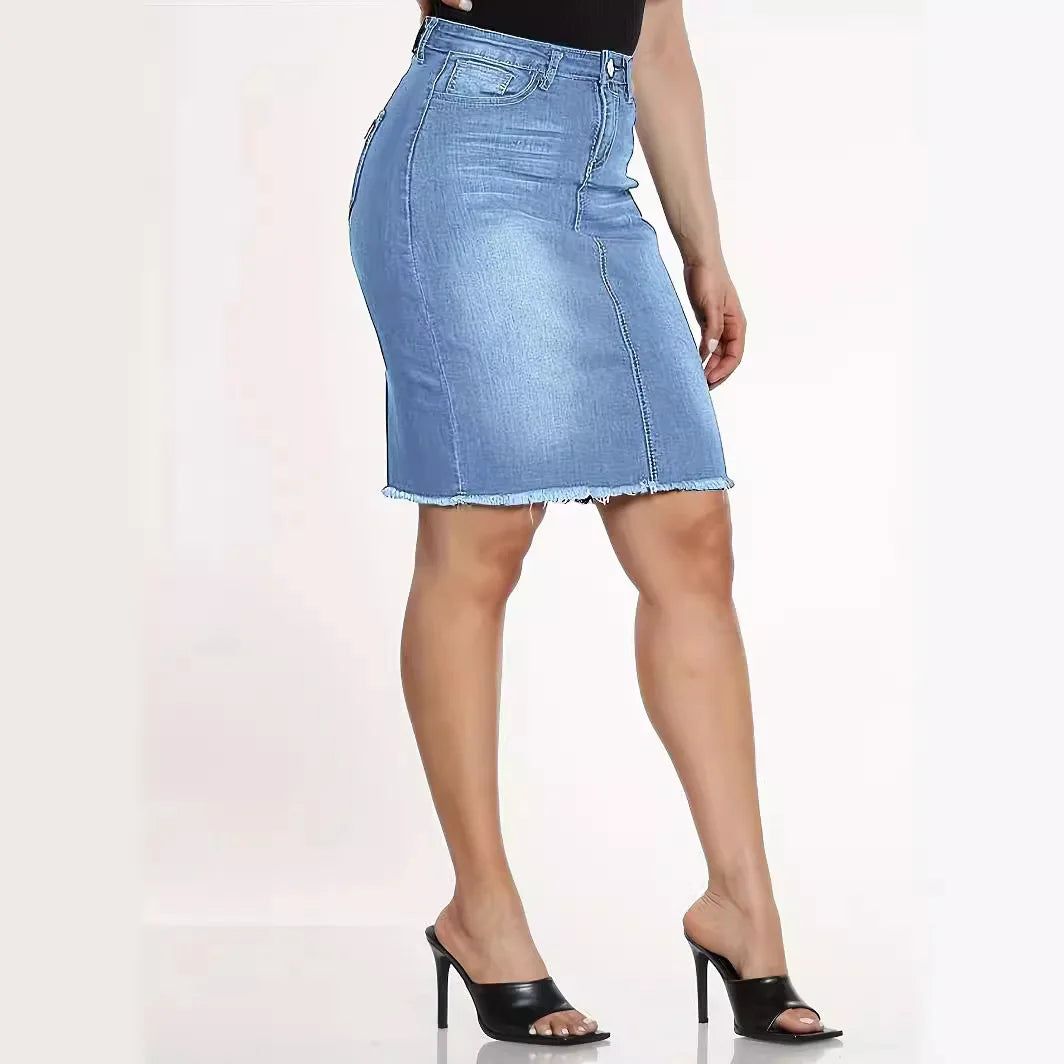 Women’s High Waist Casual Stretch Denim Jean Skirt
