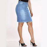 Women’s High Waist Casual Stretch Denim Jean Skirt