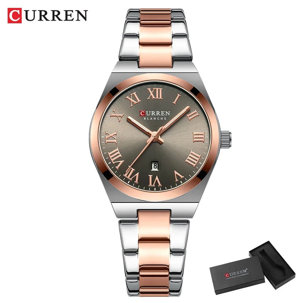 Women’s Small Face Watch – Stainless Steel Analog Quartz Watch with Calendar | Waterproof Ladies Wristwatch
