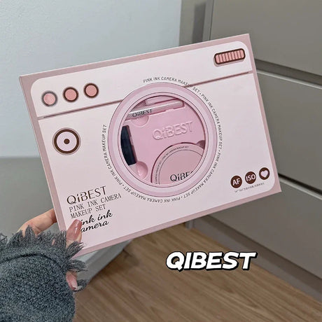 QIBEST 9PC Cosmetics Kit – Lip Mud, Pressed Powder, Blush, Eyeliner, Mascara & Eyebrow Pencil