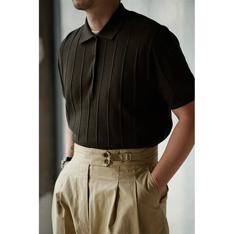Men’s High-End Ice Silk Knitted Polo Shirt