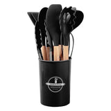 12PCS Silicone Kitchen Utensils Set – Non-Stick Cookware Tools with Wooden Handles