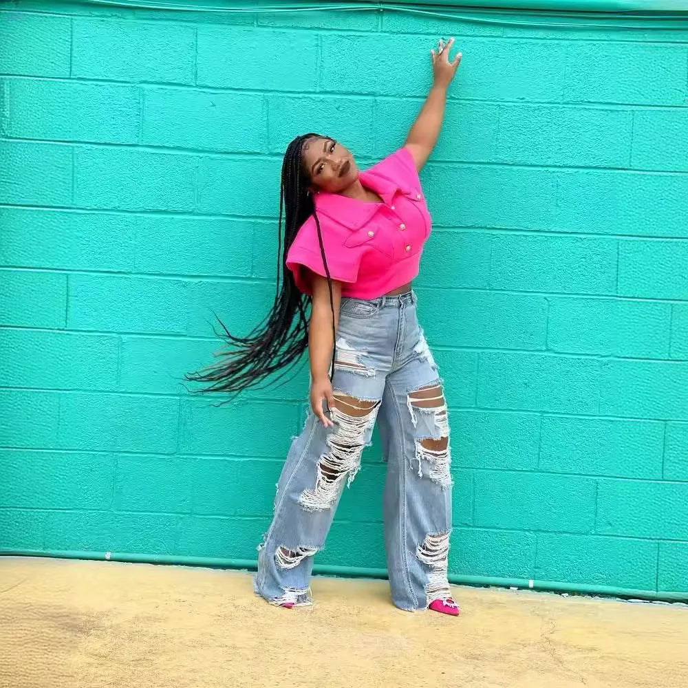 Sexy Elegant Women’s Splice Denim Jeans