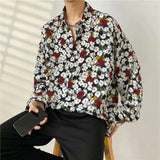 Men’s Japanese Retro Floral Long Sleeve Shirt