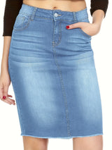 Women’s High Waist Casual Stretch Denim Jean Skirt