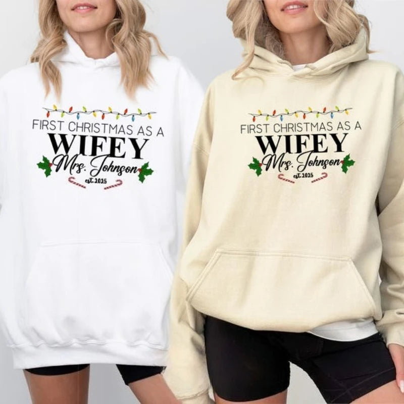 Custom “Our First Christmas as Mr & Mrs” Sweater – Hubby & Wifey Matching Sweatshirts | Newlywed Couple Christmas Gift