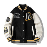 Men’s Embroidered Baseball Jacket – American Retro Brown Varsity Jacket | Fashion Autumn School Uniform Couple Jacket