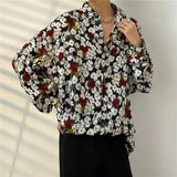 Men’s Japanese Retro Floral Long Sleeve Shirt