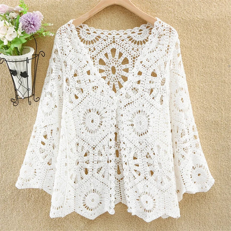Women’s 2025 Lace Hollow Out Knitted Top
