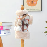 Pet Cat & Dog Winter Jacket – Thickened Warm Coat with Bow Decoration