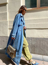 Blue Jean Denim Trench Coat for Women