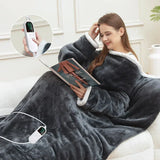 Wearable Heated Blanket with Sleeves – 8-Heat Levels, Flannel, 127x177CM