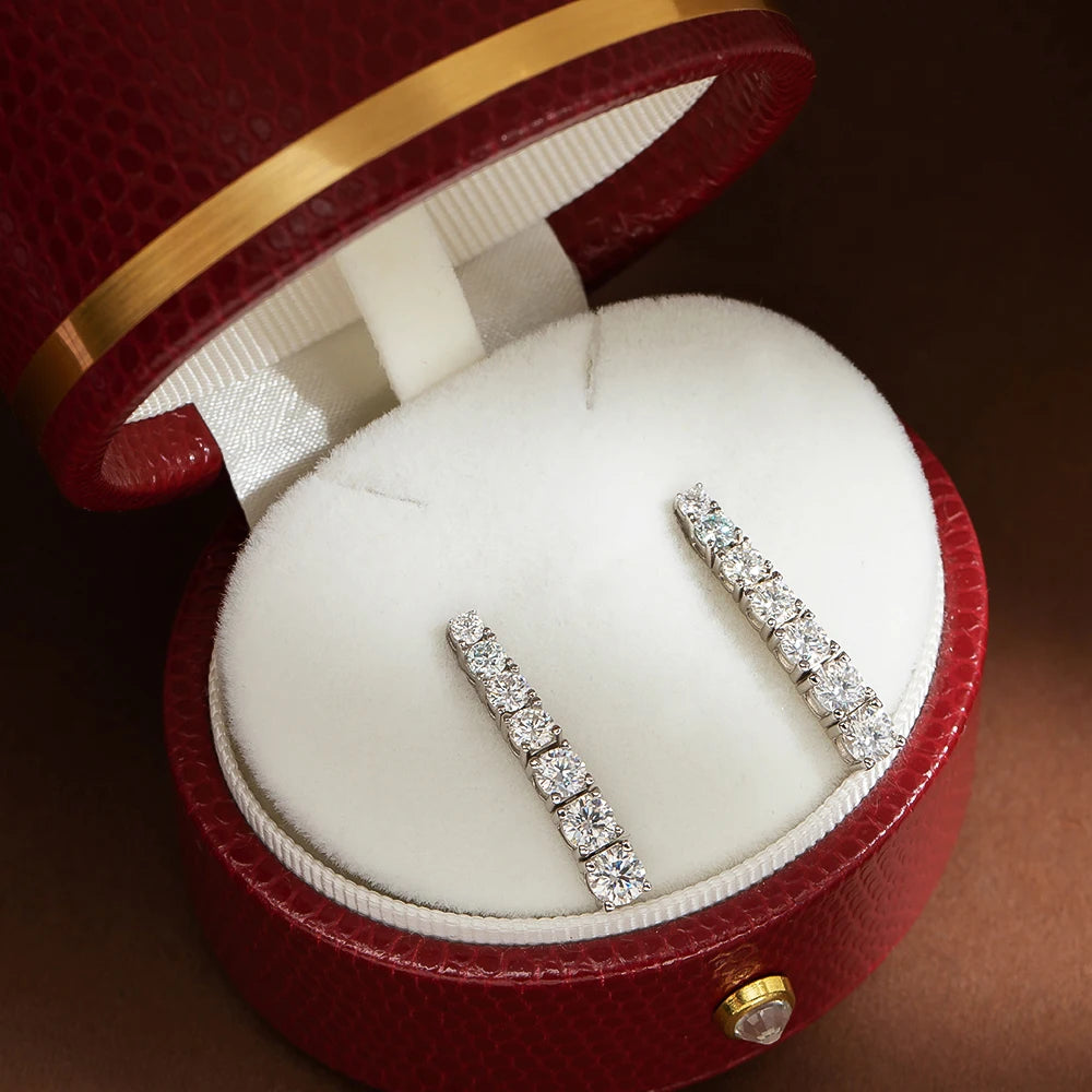 OEVAS 925 Sterling Silver Moissanite Earrings – 2.82CT Long Tassel Diamond Earrings | Sparkling Luxury Party Jewelry for Women