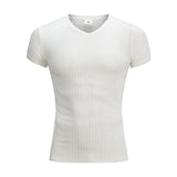 Men’s Summer V-Neck Breathable Tee – Casual Lightweight Short Sleeve Knitted Top | Soft Everyday Comfortable Shirt