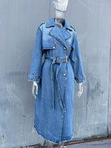 Blue Jean Denim Trench Coat for Women