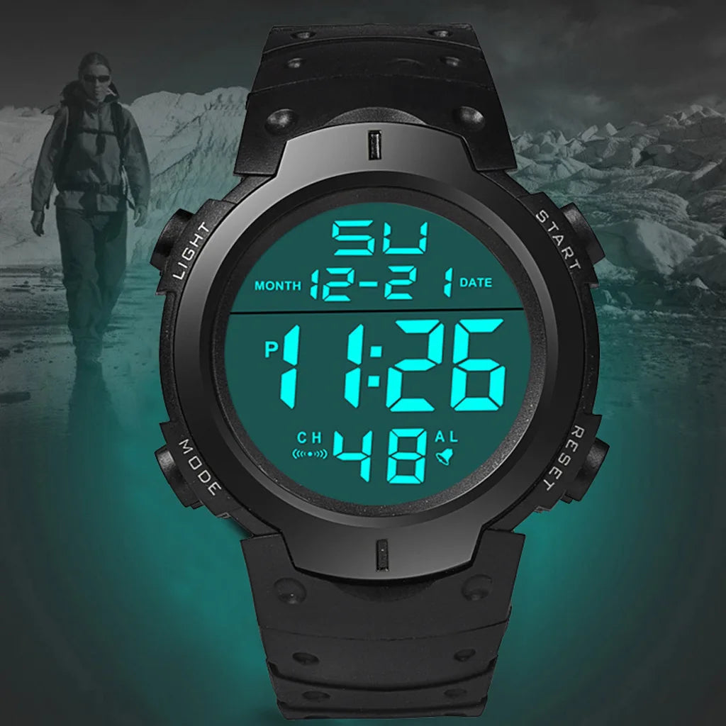 Men’s Electronic Sports Watch – Waterproof Luminous Multifunction Digital Wristwatch | Outdoor Fitness Large Screen Watch