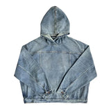 Unisex Distressed Denim Hoodie – Retro Washed Streetwear Sweatshirt