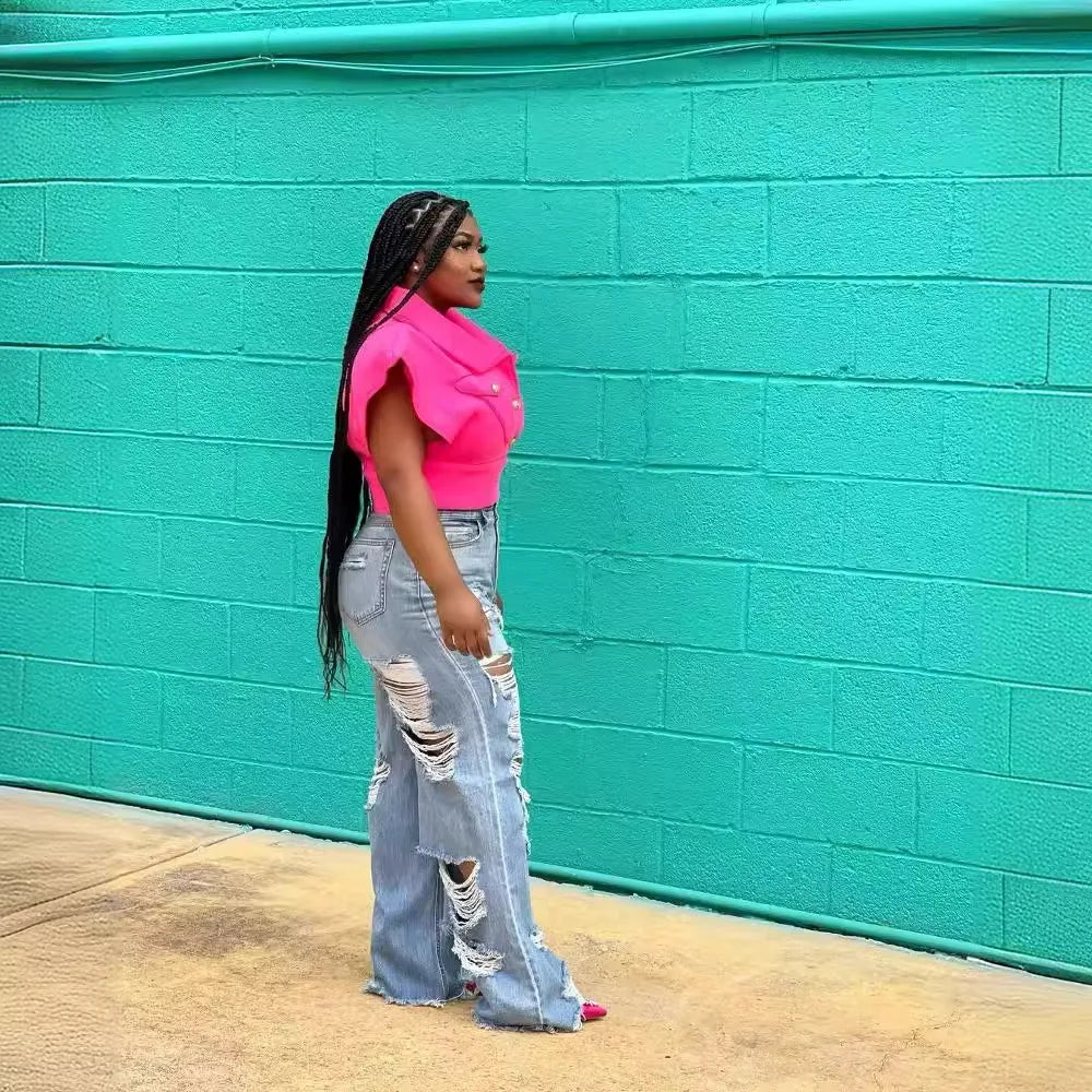 Sexy Elegant Women’s Splice Denim Jeans