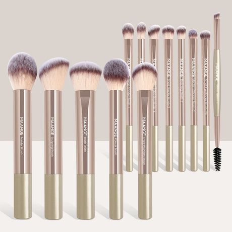 MAANGE 13PCS Cosmetic Brush Kit – Face, Blush, Eyeshadow & Kabuki Blending Makeup Tools
