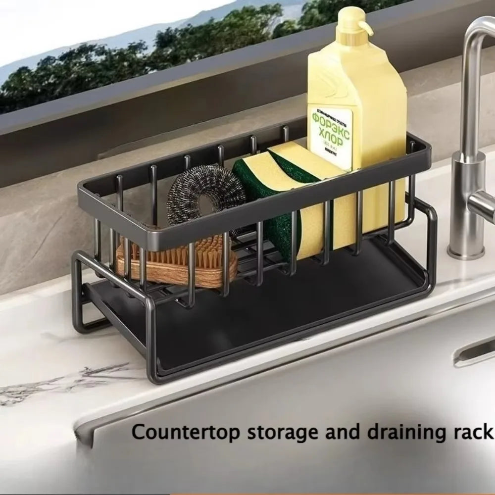 Stainless Steel Sink Organizer Drain Rack with Multi-Layer Soap & Sponge Holder
