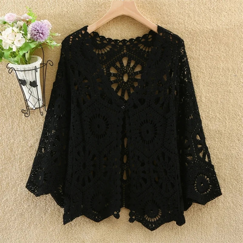 Women’s 2025 Lace Hollow Out Knitted Top