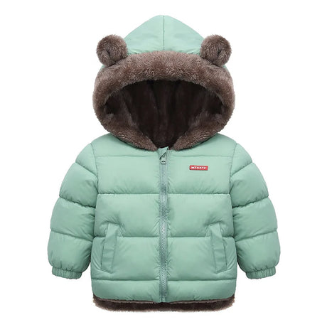 Kids Winter Thick Hooded Jacket – Boys & Girls Padded Fleece Warm Coat | Children’s Cotton Outerwear Cashmere Snowsuit