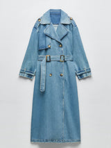 Blue Jean Denim Trench Coat for Women