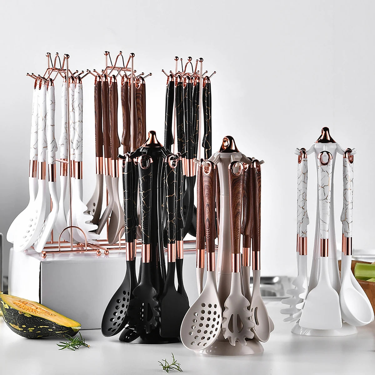 8PCS Silicone Kitchen Utensil Set – Heat-Resistant Cooking Tools with Storage Rack