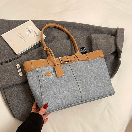 Large Capacity Women’s Denim Retro Tote