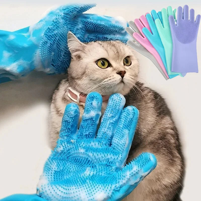Pet Hair Removal Grooming Glove – Cat & Dog Cleaning, Bathing & Deshedding Scrubber
