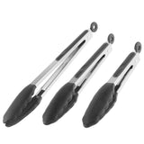 3-Piece Stainless Steel Kitchen Tongs Set with Heat-Resistant Silicone Tips