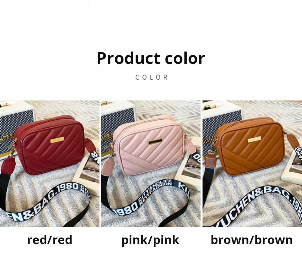 High quality women's PU rolling strip camera bag