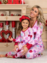 Valentine’s Day Family Pajama Set – Love Print Matching Parent & Child Sleepwear | Casual Homewear PJs