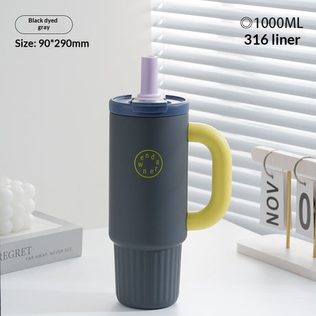 Ceramic-Lined Insulated Water Mug – Stainless Steel, Straw Lid, Perfect for Travel & Outdoors