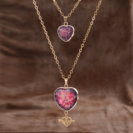 Moonstone Pendant Double Chain Necklace – Romantic Valentine’s Day Jewelry for Women | Elegant Layered Necklace Gift