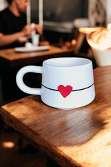 Handmade Ceramic Heart Mug – Valentine’s Day Gift Coffee & Tea Cup | Romantic Love Mug for Couples