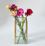 3.4L Trapezoidal Glass Vase with Gold-Inlaid Edges – Seamless Waterproof Decorative Flower Vase for Valentine’s Day, Mother’s Day & Christmas