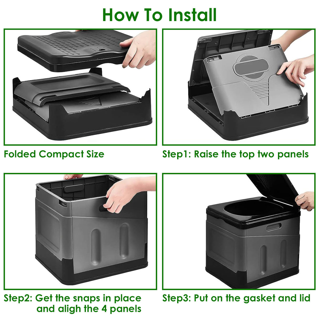 Portable Foldable Camping Toilet with Lid & Carry Bag - Emergency Travel Potty for Car, Hiking & Boating