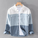 Men’s Cotton Long‑Sleeve Casual Shirt – Stylish Stitching Design, Breathable Everyday Button‑Up Top
