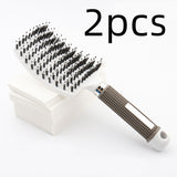 Large Curved Boar Bristle Hair Brush – Massage Comb for Curly & Wavy Hair | Anti-Frizz Detangling & Styling Hairbrush