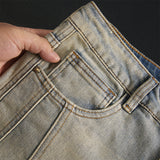 Retro Patchwork Motorcycle Jeans for Men – Biker Denim Pants | Durable Streetwear Riding Jeans