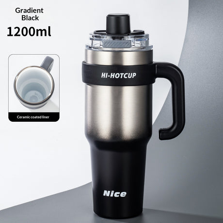 Ceramic-Lined Insulated Water Mug – Stainless Steel, Straw Lid, Perfect for Travel & Outdoors