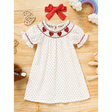 Baby Girl Valentine’s Day Dress – Red Heart Embroidered Smocked Princess Party Dress with Headband | Short Sleeve Outfit