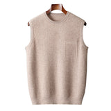 Men’s Round‑Neck Jacquard Knitted Pullover Vest – Business Casual Sleeveless Sweater for Office & Fall/Winter Layering