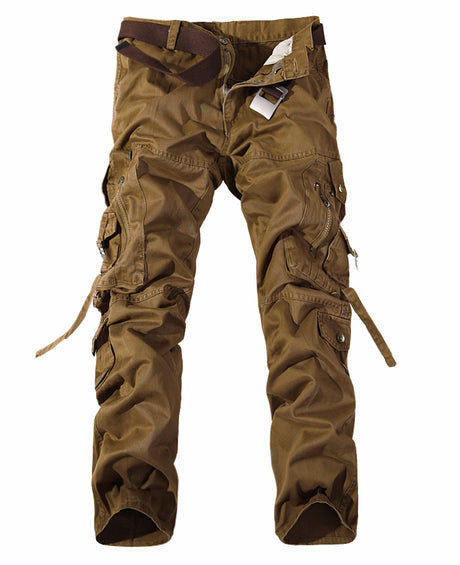Men’s Washed Multi-Pocket Cargo Pants – Durable Tactical Work & Casual Utility Trousers