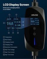 Smart Wallbox Portable EV Charger – Level 1 & 2, 16A Adjustable Current, 120V/240V with LCD Display